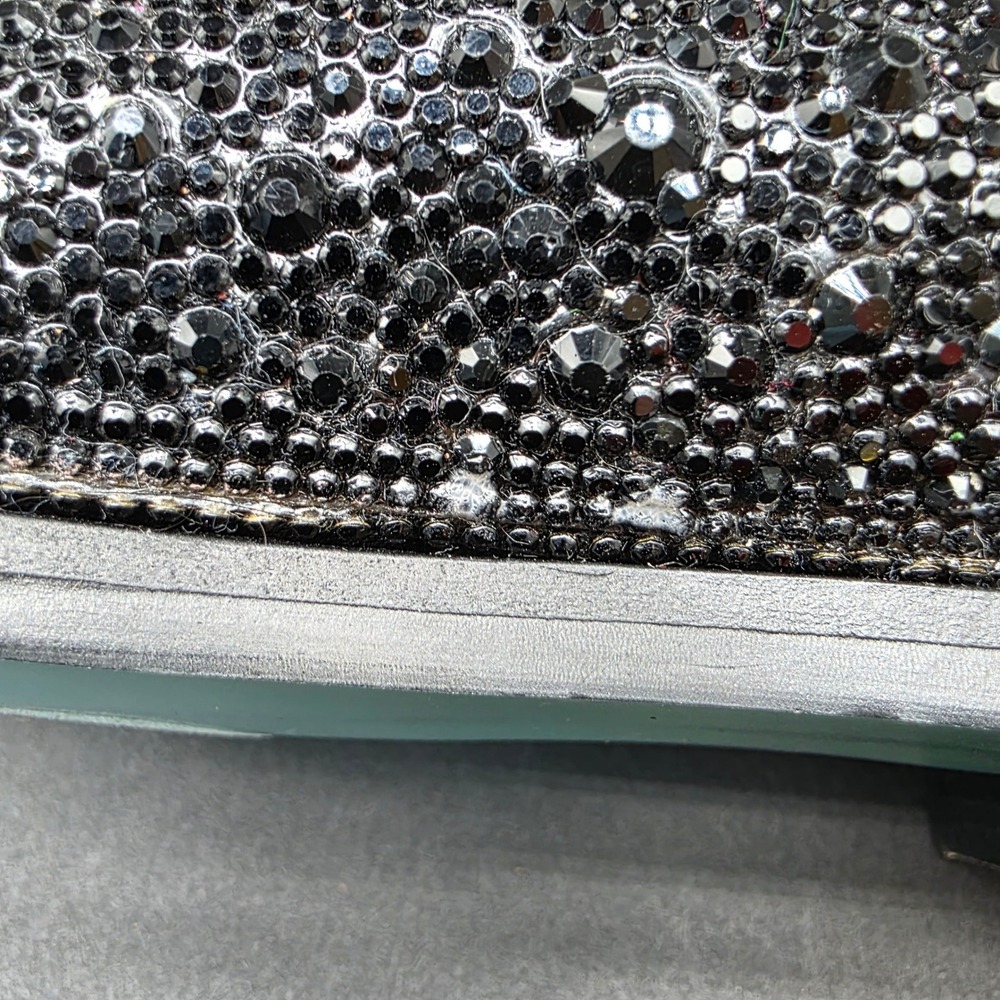Betsey Johnson SB-ARON Loafers Womens 6M Black Rhinestone Studded Blue Sole Luxe - Picture 6 of 7